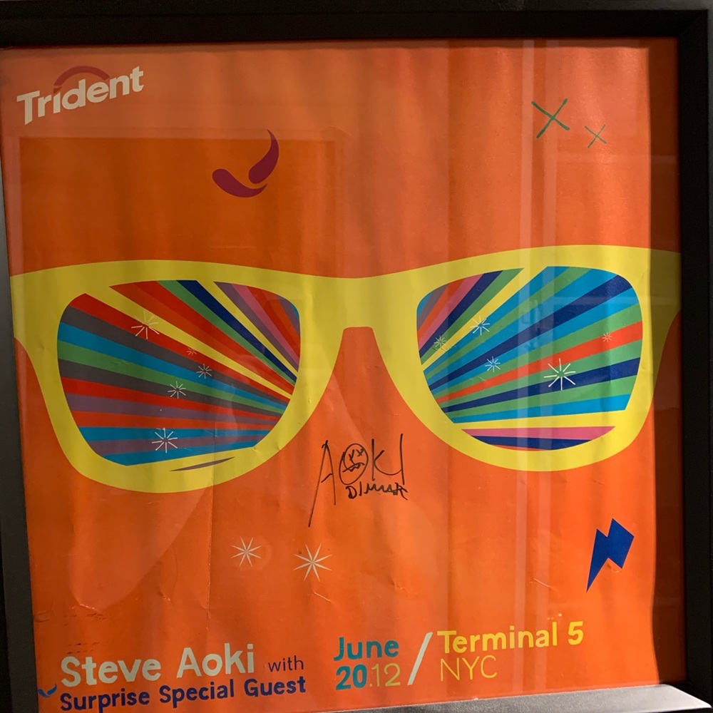 Steve Aoki Signed Poster w/ frame
